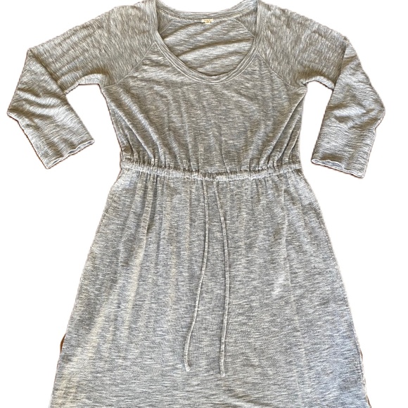 J Crew dress drawstring tie waist long sleeve gray Small - Picture 1 of 16